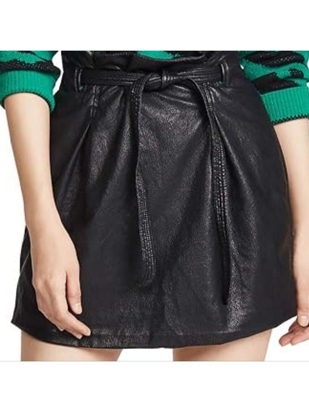 Free People Women's Faux Leather Payton Paperbag Miniskirt Black Size 4 *